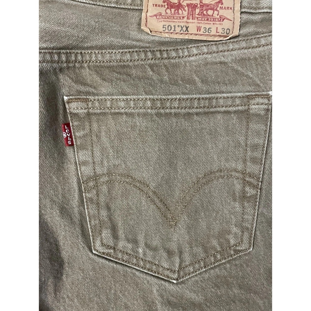 Levis Red Tag 501 Jeans Mens Original Button Fly Color Beige 36x30 Straight Fit - Picture 8 of 11